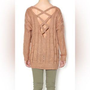 Cross back Cable Knit Double Zero Sweater. Size S